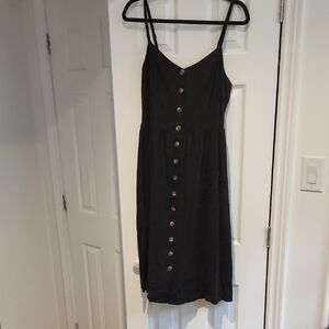 Reitmans Black Button-Front Midi Dress